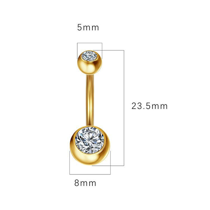 Stainless steel diamond zircon belly button nail piercing jewelry