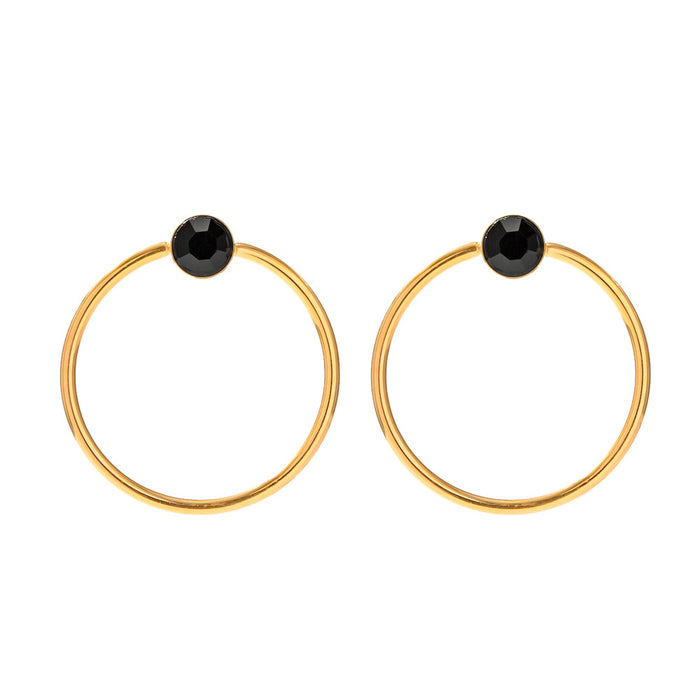 High-End Design 18K Gold Plated Stainless Steel Faceted Hoop Earrings - Popular Titanium Steel Jewelry for Wholesale