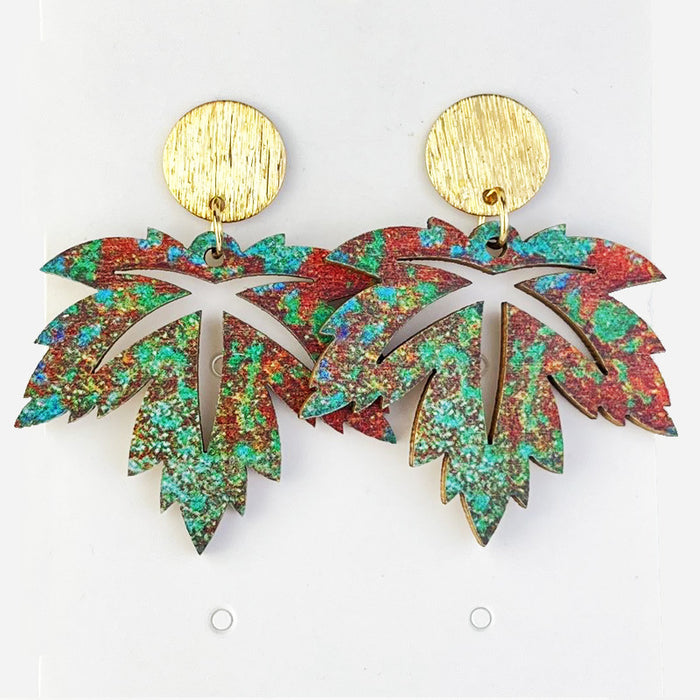 Autumn Forest Leaf Earrings with Simple Mountain Plant Designs