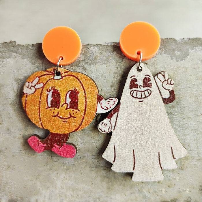 Halloween ghost wooden earrings