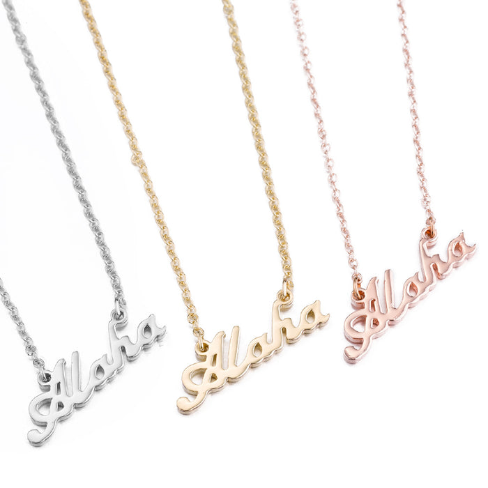 Alaha letter combination necklace, ins retro fashion English letter clavicle chain female jewelry