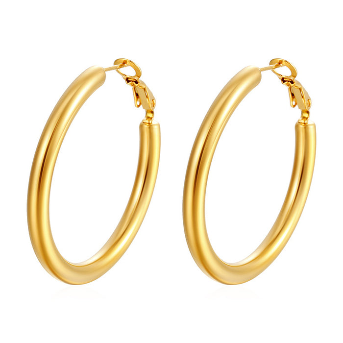 Pendientes redondos de acero inoxidable macizo para mujer, pendientes vintage galvanizados de 18 quilates