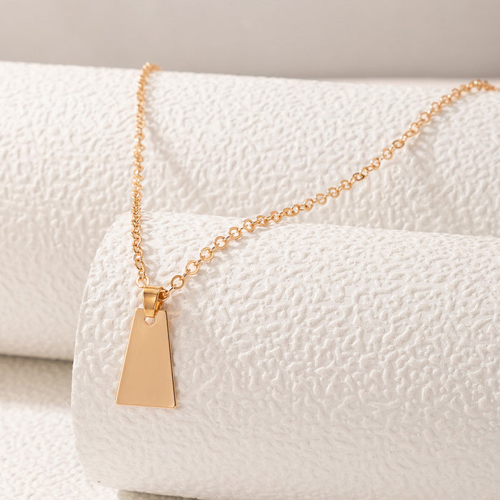 Gold Trapezoid Pendant Necklace with Geometric Quadrilateral Chain Design