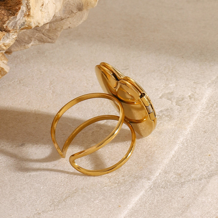 Stainless steel heart luxury ring