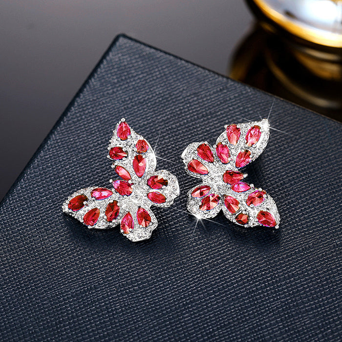 Butterfly zircon earrings niche light luxury earrings