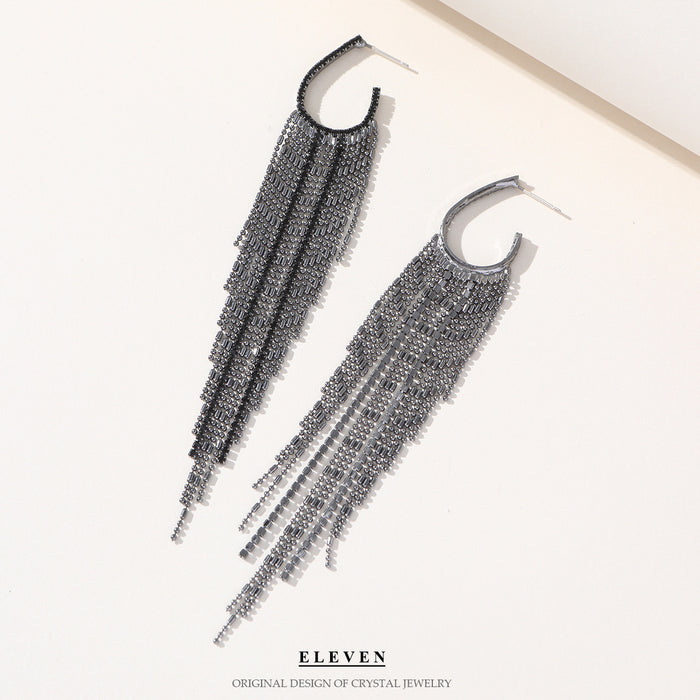 S925 Silver Needle Asymmetrical Tassel Earrings - Gold-Plated Statement Dangles for a Trendy Look