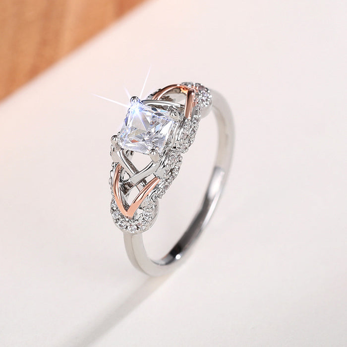 Design rose gold color separation ring temperament design ring