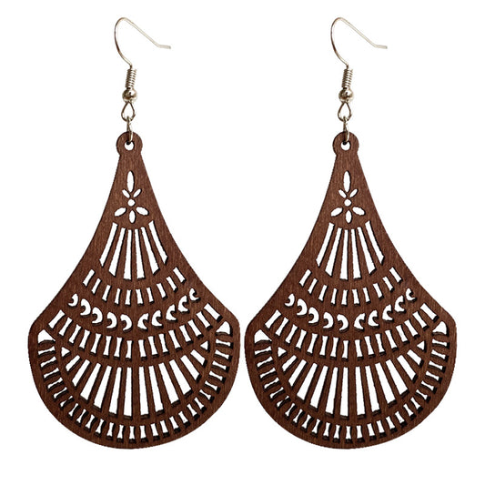 Wooden hollow earrings