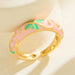Wholesale colored enamel dripping round irregular flower bud opening rings - wallojewerly 