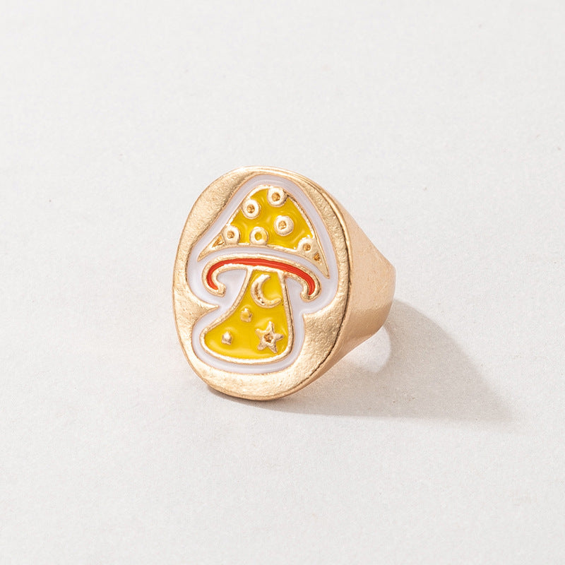 Oil dripping mushroom ring fun 3 piece ring set