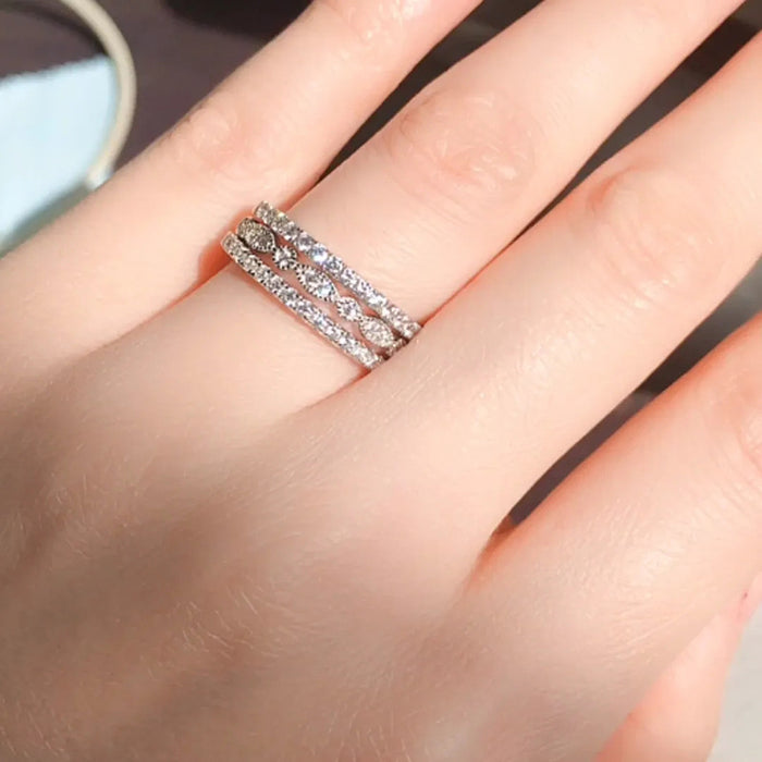 Luxury design ring horse eye zircon ring multi-layer hollow design