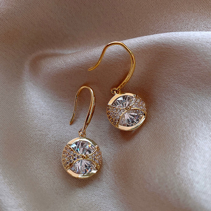 Pendientes de diamantes grandes y redondos, pendientes de estilo sencillo y moderno