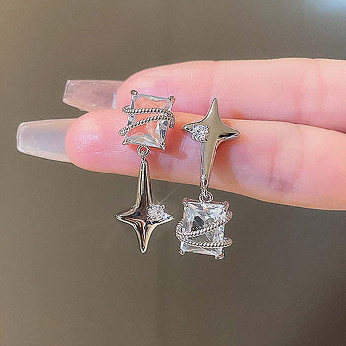 Star ice cube earrings four-pointed star stitching cross earrings