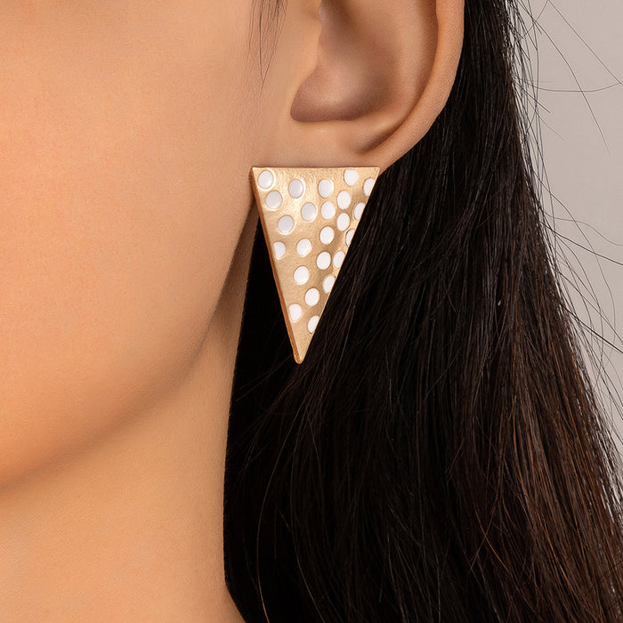 Exaggerated earrings white oil drip triangle earrings geometric polka dot earrings