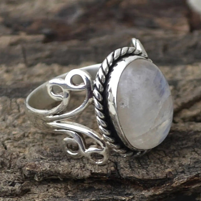 Imitation moonstone ring European and American retro men and women's ring new hot selling jewelry