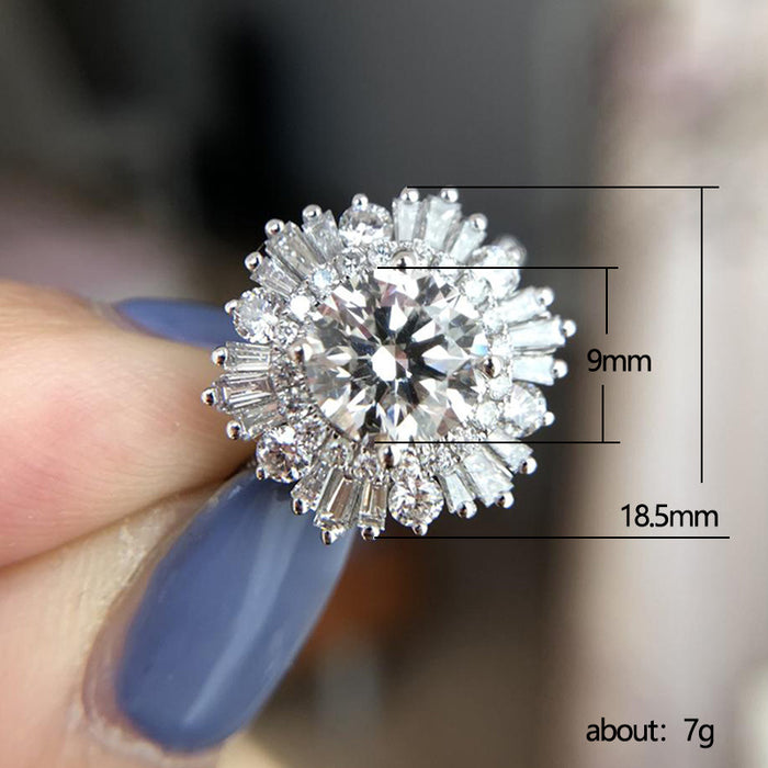 Luxury full diamond snowflake ring engagement party proposal ring