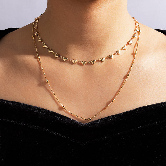 Collar geométrico multicapa para mujer: joyería minimalista con colgante circular