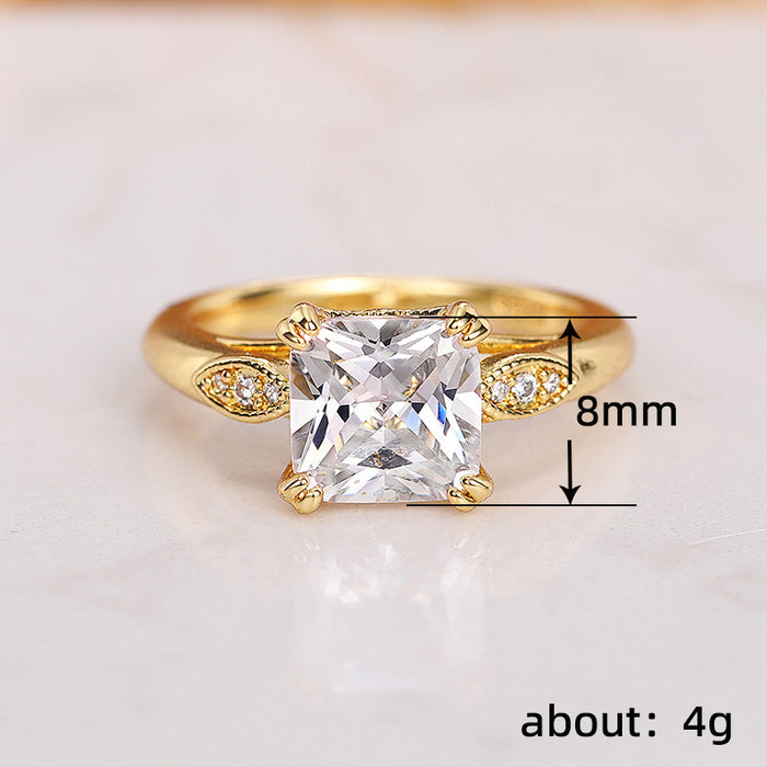 Square Four Prong Engagement Ring Elegant Wedding Ring