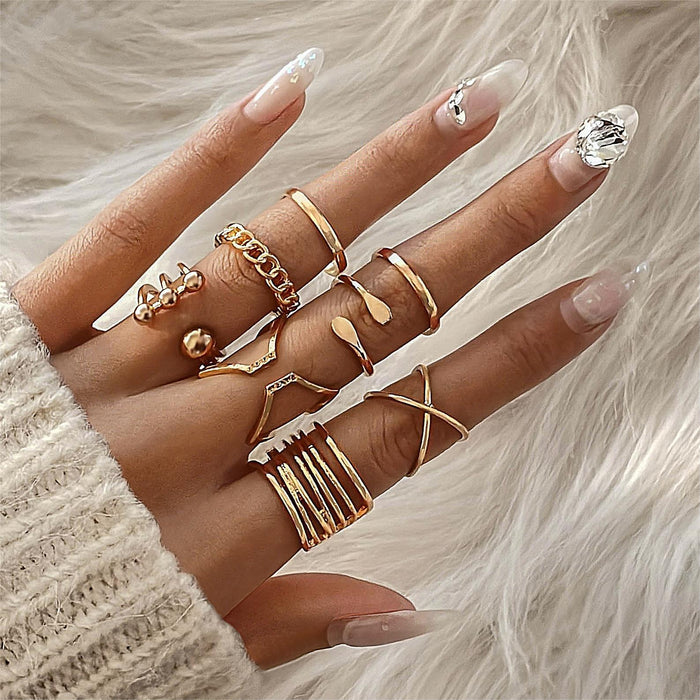 Geometric Cross Ring Set - Fashion Open Eight-Piece Set