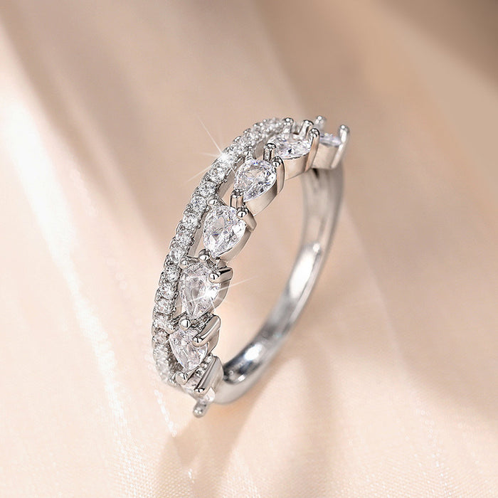 Cold style double-layer ring teardrop-shaped stacking Korean style lady temperament