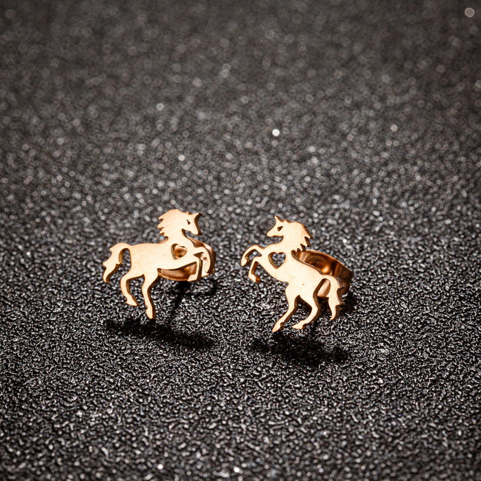 Horse Head Stainless Steel Stud Earrings - Unique and Stylish Animal Jewelry