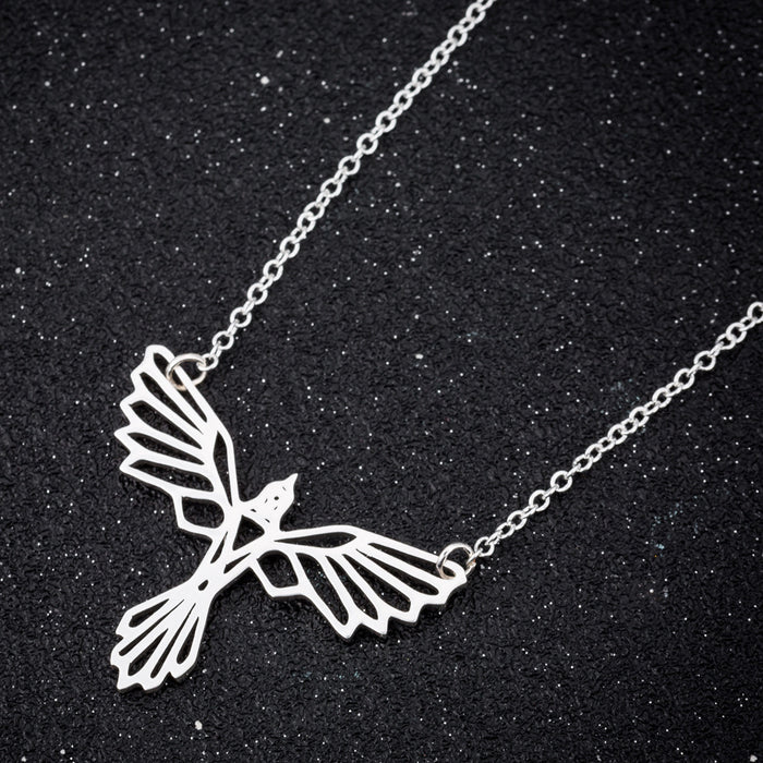 Personalized stainless steel eagle bird pigeon pendant necklace earrings three-piece set Korean jewelry