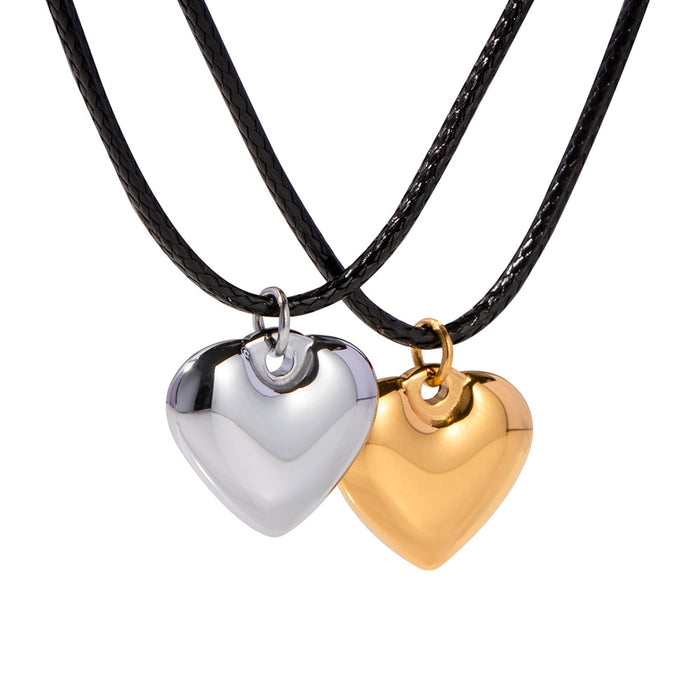 Collar con colgante de corazón bañado en oro de 18 quilates y cadena de cuerda: joyería de moda para mujer