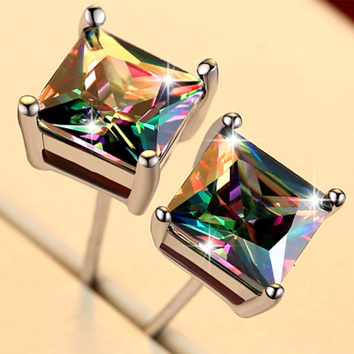 Four-claw seven-color earrings for men and women zircon earrings