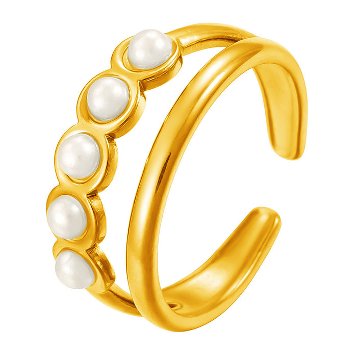 Wholesale titanium steel pearl open rings