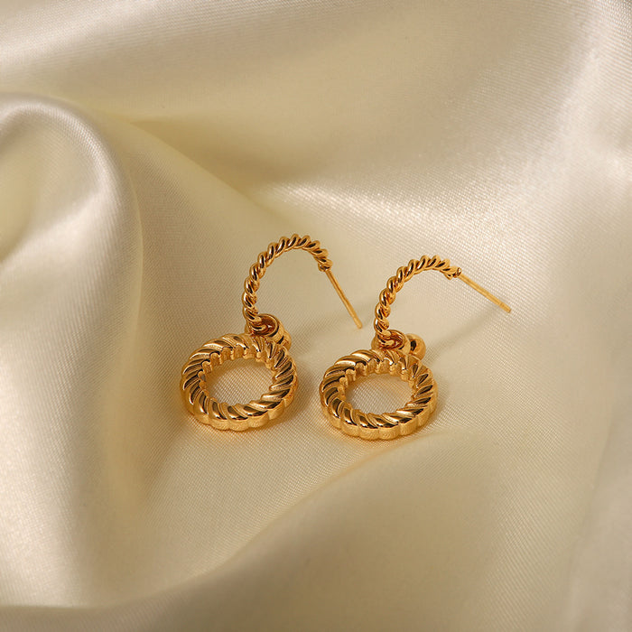 Pendientes de aro trenzados vintage franceses: joyas de diseño de alta gama para otoño/invierno 2024