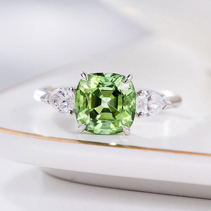 Anillo con incrustaciones cuadradas, elegante regalo de compromiso verde, joyería