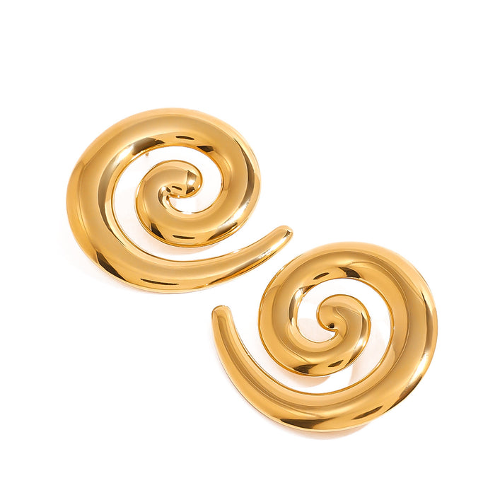 Stainless steel 18k gold plated threaded earrings, non-fading metal foreign trade titanium steel earrings