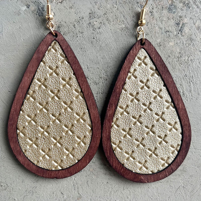 Wooden cross earrings