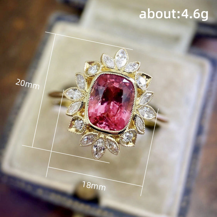 Ruby inlaid ring creative gold plated ring