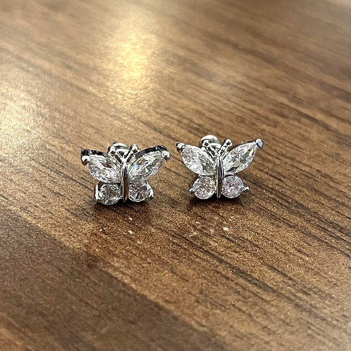 Korean style simple zircon small butterfly earrings