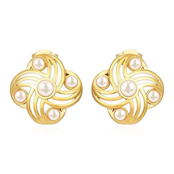 Pendientes de acero inoxidable con forma de gota martillada para mujer, modernos pendientes chapados en oro de 18 quilates