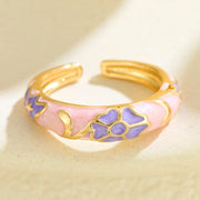 Wholesale copper dripping flower open rings - wallojewerly 