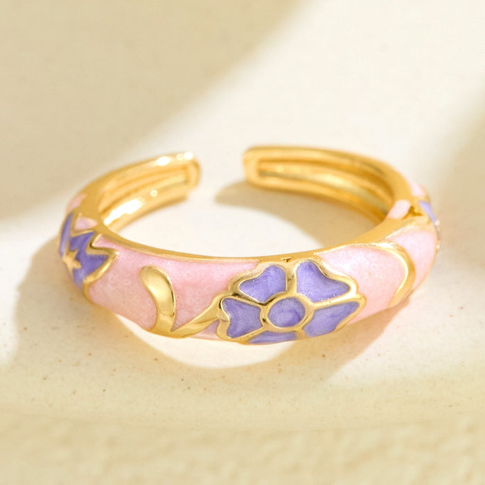 Wholesale copper dripping flower open rings