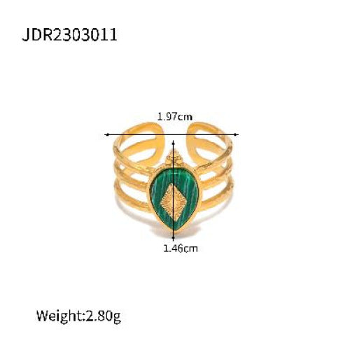 Anillo abierto de acero inoxidable con turquesa