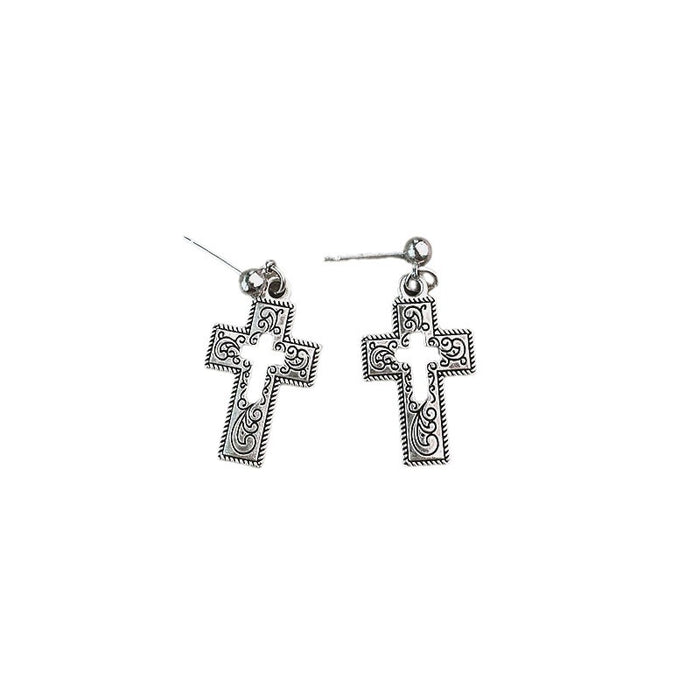 Dark style cross earrings simple temperament versatile earrings