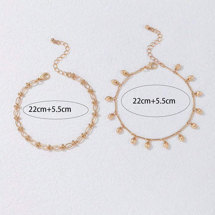 Butterfly Waterdrop Pendant Anklet Set - Fashionable Four-Layer Jewelry