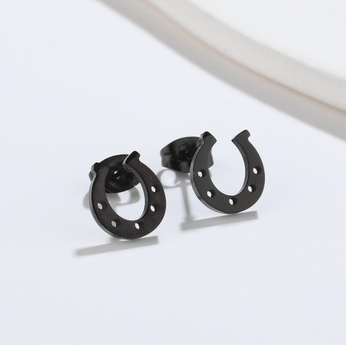 Horseshoe U-Shaped Stainless Steel Stud Earrings - Simple and Chic Geometric Jewelry