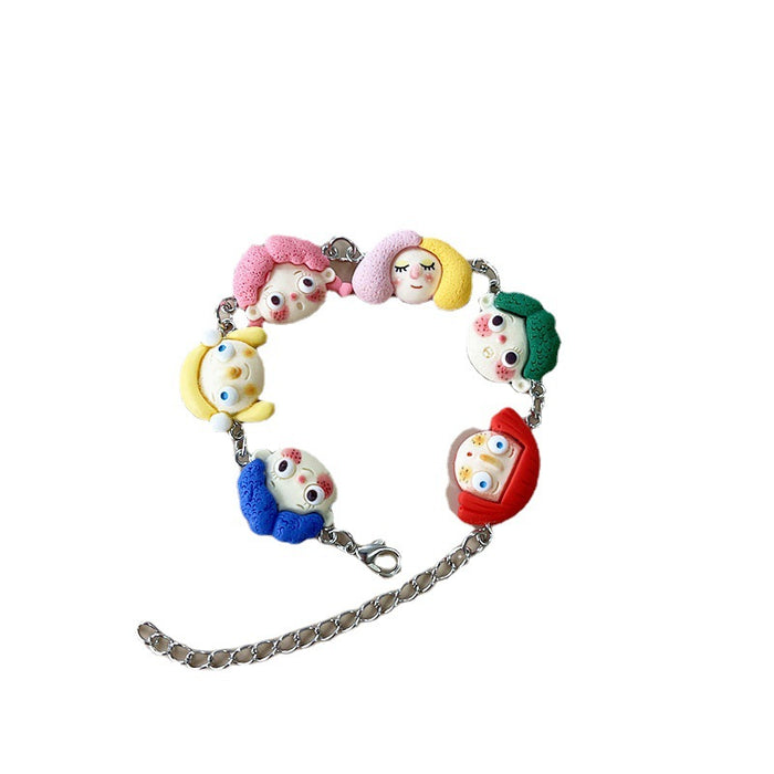 Pulsera de estudiante de pintura al óleo francesa coloreada de resina estilo infantil