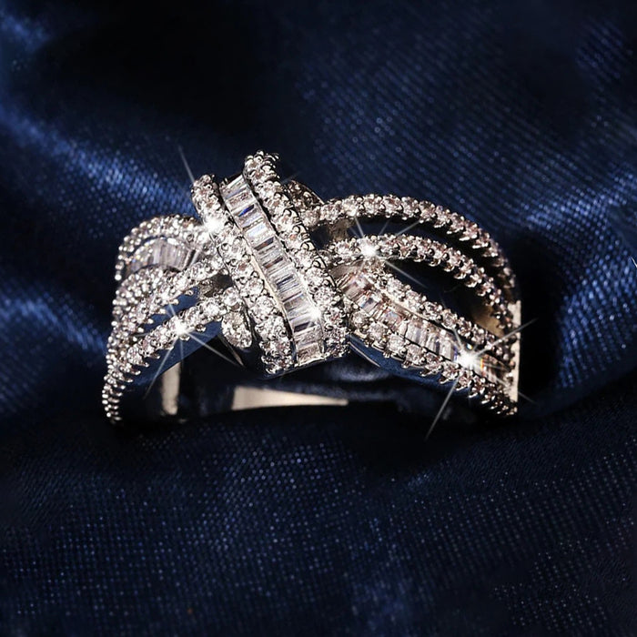 Hollow ribbon design ring temperament versatile light luxury women's ring