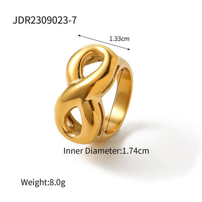 Minimalist 18K Gold Plated Stainless Steel Ring with Hollow Patterns