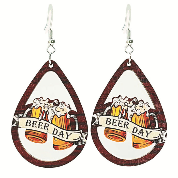 Wine wooden earrings