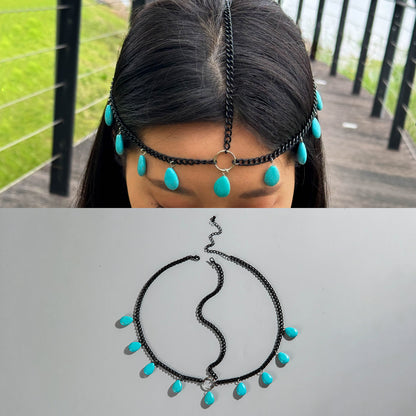 Turquoise Pendant Head Chain with Exotic Design for Women