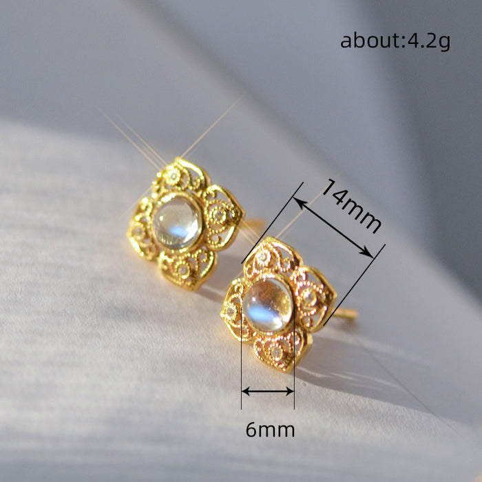 Four-leaf clover hollow pendant earrings vintage set
