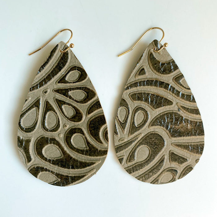 Creative Embossed Leather Earrings - High-Quality Vintage Earrings for Women - wallojewerly 