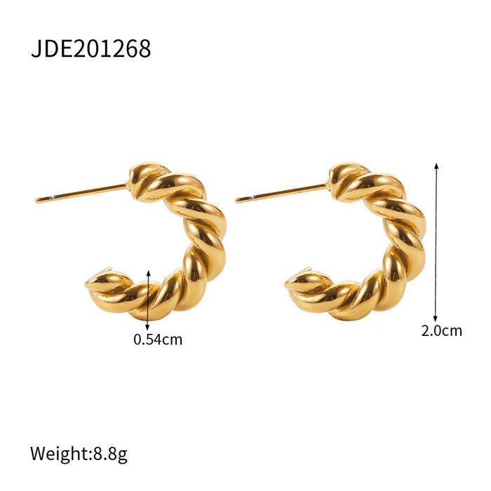 Los pendientes de aro trenzados más vendidos en el extranjero: joyas de acero inoxidable bañadas en oro de 18 quilates para mujeres